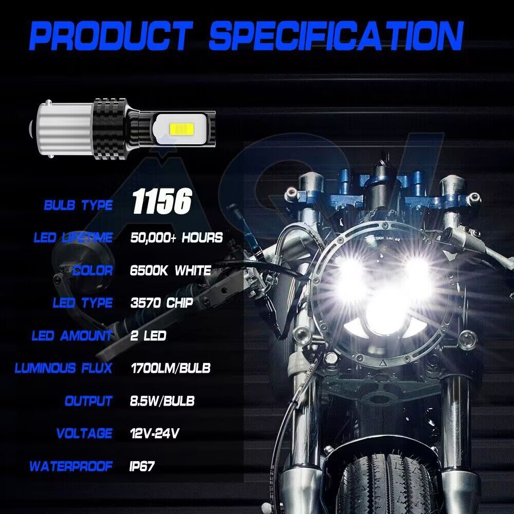 2 pcs Super Bright White 1156 RV Trailer 33-SMD LED 1141 Interior Light Bulbs US