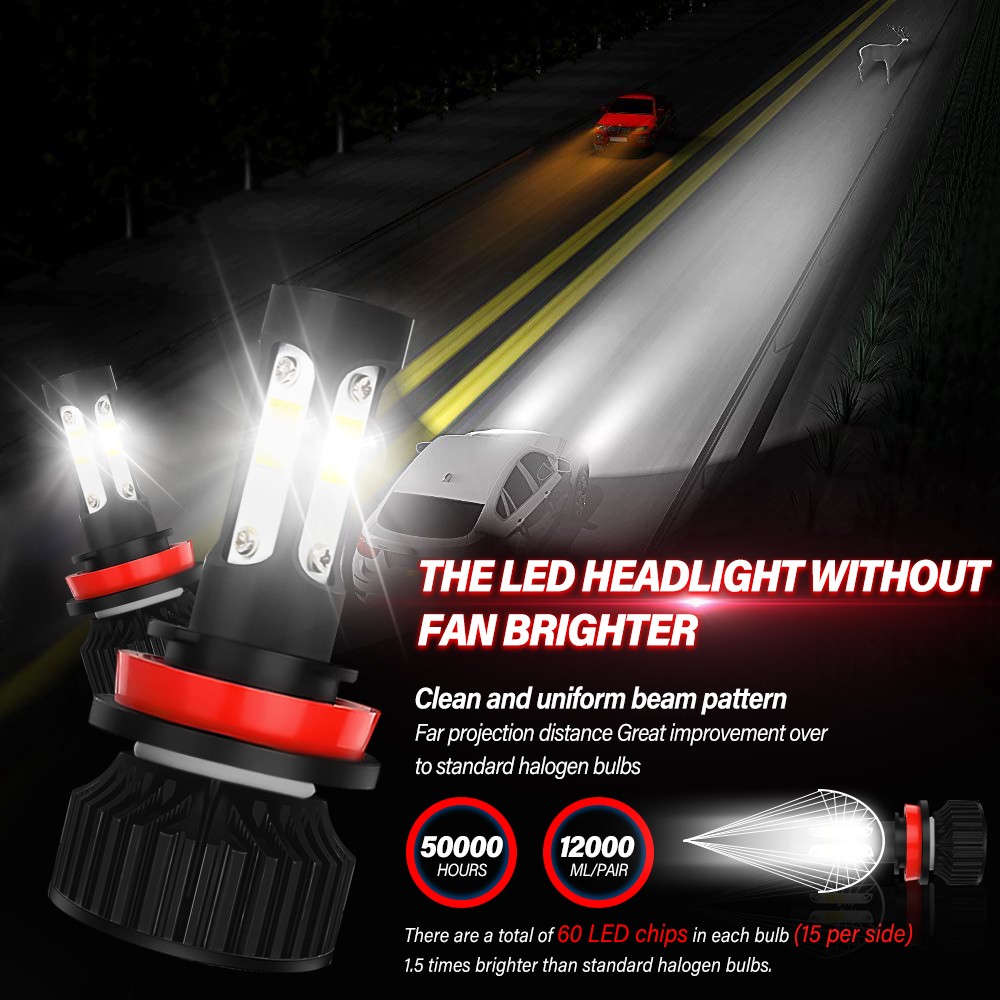 MINI 9005+H11 Combo LED Headlight Bulbs Kit Hi Lo Beam 6000K White 450W 38000LM