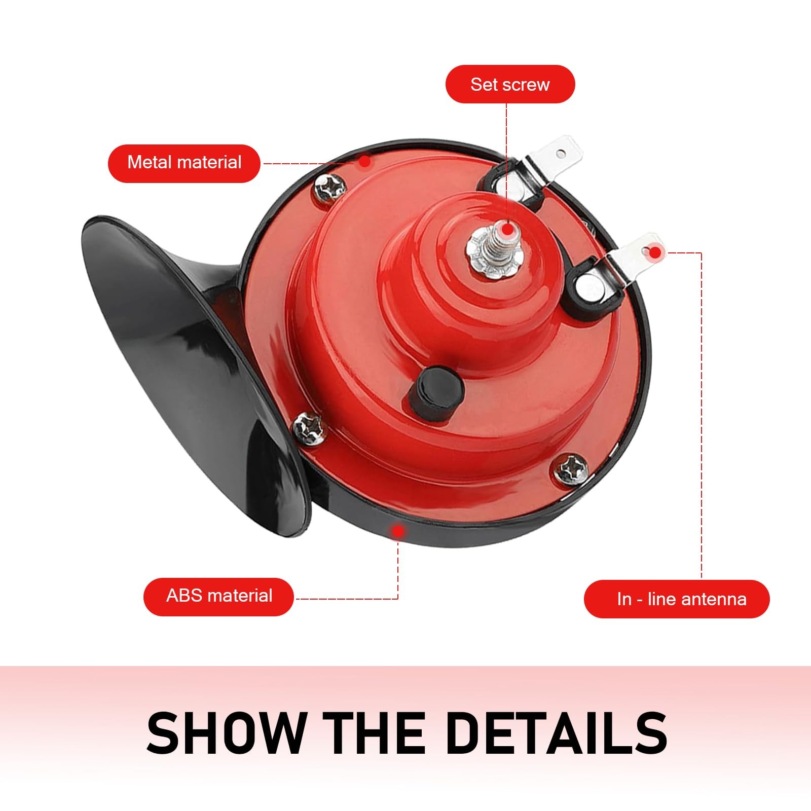 2 PCS 300DB Loud Train Horn 12V Waterproof Air Electric Snail Upgrade Red