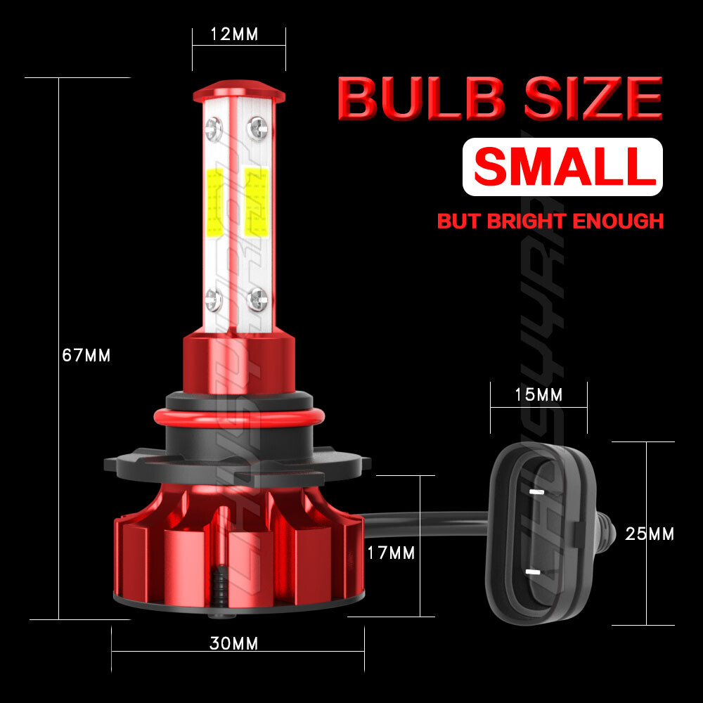 4-Sides LED Headlight Bulbs Conversion Kit 9005 + H11 High Low Beam Bright White