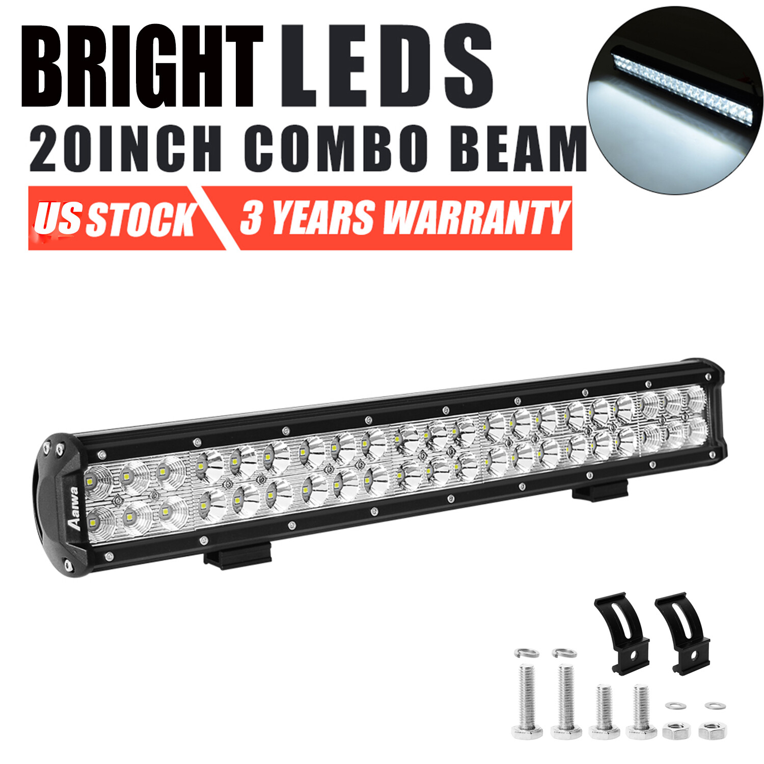 52″ Inch 1000W LED Light Bar Spot Flood + 12″ + 4″ Pods For Jeep Truck SUV Boat