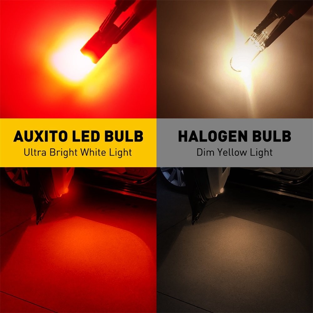 800LM AUXITO Red 2LED T10 194 License Plate W5W Light Inside Dome Trunk Light X2