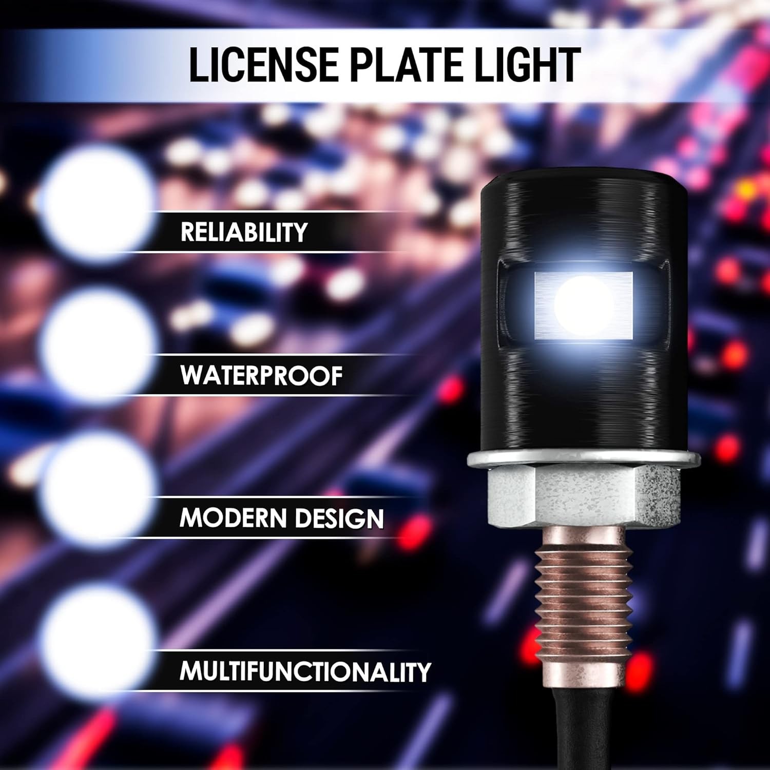 2pc LED License Plate Tag Light 12V Waterproof 6500K Universal | Cool white. Fit