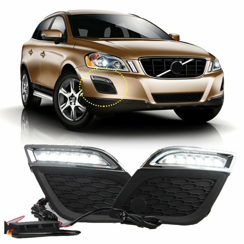 White LED For VOLVO XC60 2009 2010 2012 2013 Daytime Running Fog Light DRL Lamp