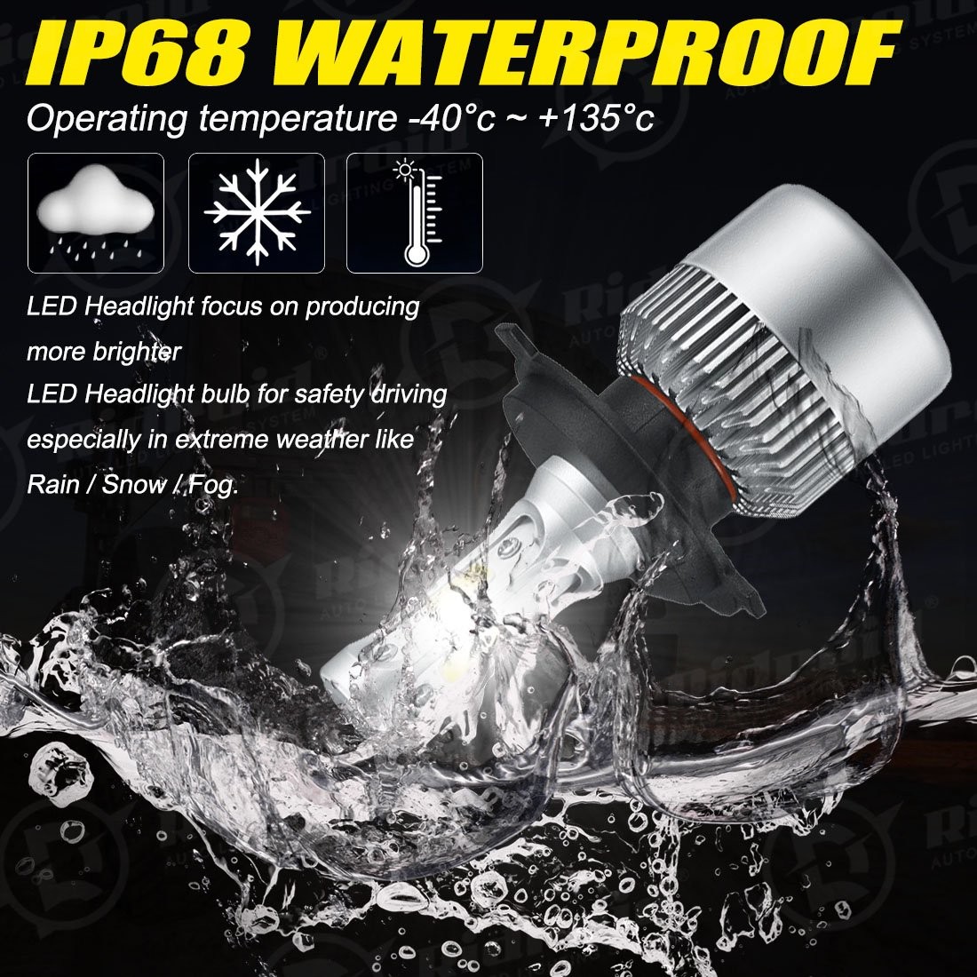 Pair 7″ inch Round LED Headlights H4 High-Low Beam For Jeep CJ5 1959-1982 1983