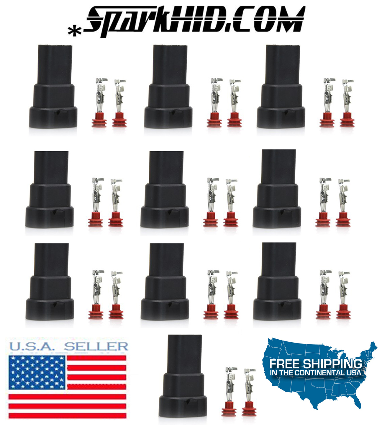 10X 9006 HB3 9012 Male connector HID LED Plug Socket Waterproof adapter 9045 HB4