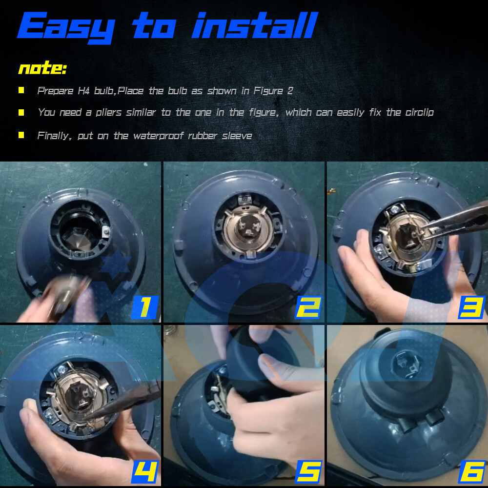 7″Inch Blue led GLASS Headlight Round, ORIGINAL CLASSIC LOOK Conversion Chrome