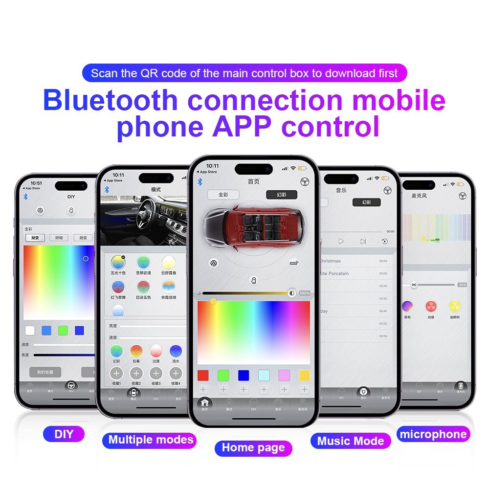 RGB Symphony Car Atmosphere Interior LED Acrylic Guide Fiber Optic Ambient Light