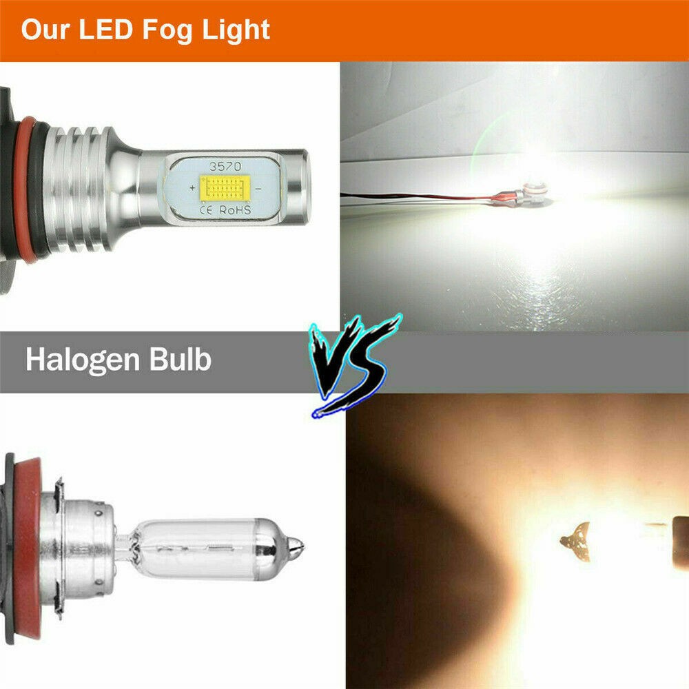 2Pcs H16 5201 5202 Super Bright LED Fog Daytime Running Light Bulbs Xenon White