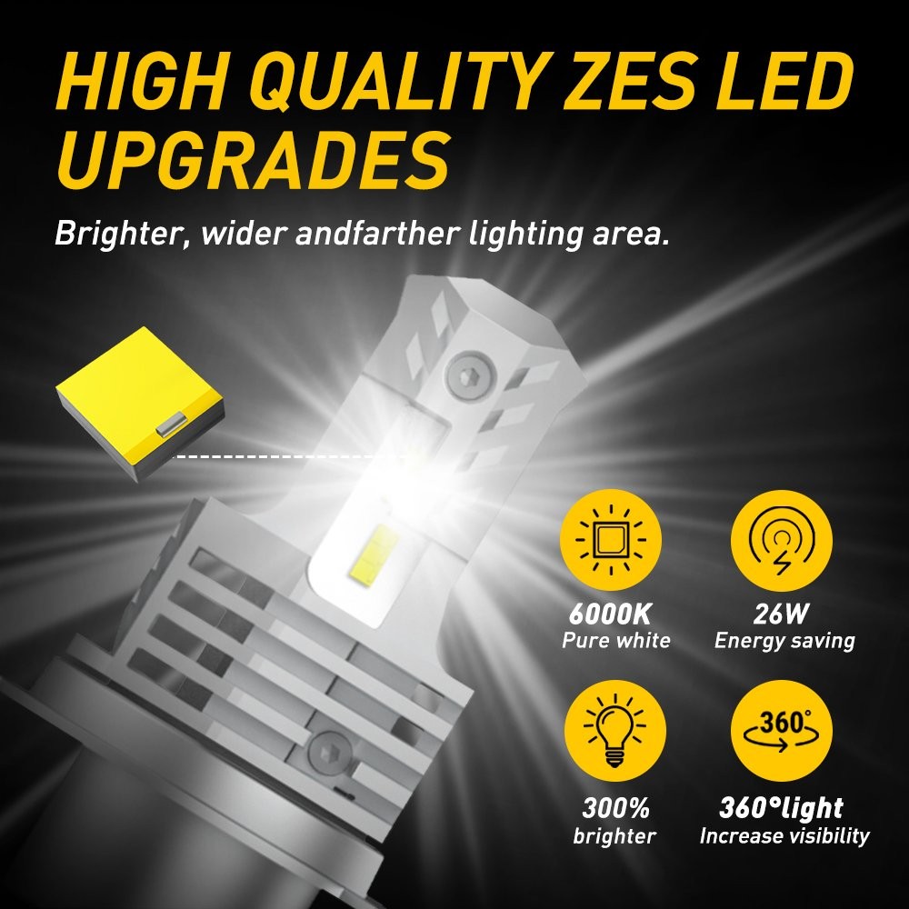 AUXITO 2X H4 9003 HB2 ZES LED Headlight Kit Hi/Low Beam Bulb 12000LM 6000K WHITE