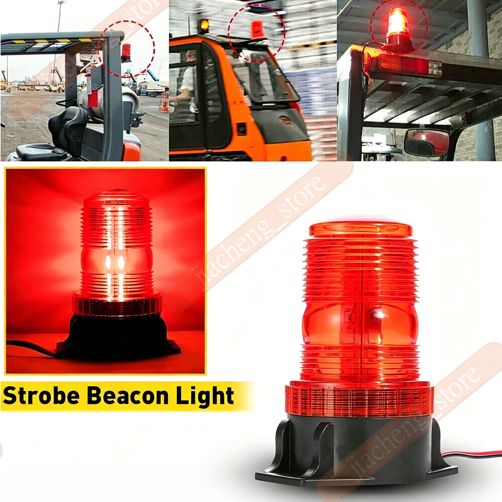 RED 30LED Rotating Strobe Light Rooftop Flash Beacon Emergency Warning 12V-24V