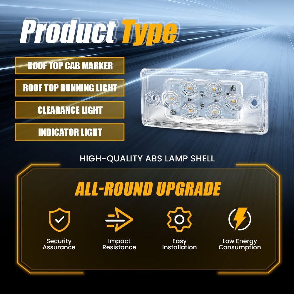 5-50X Clear Cab Roof Marker Running Light Indicator For Freightliner Volvo Truck
