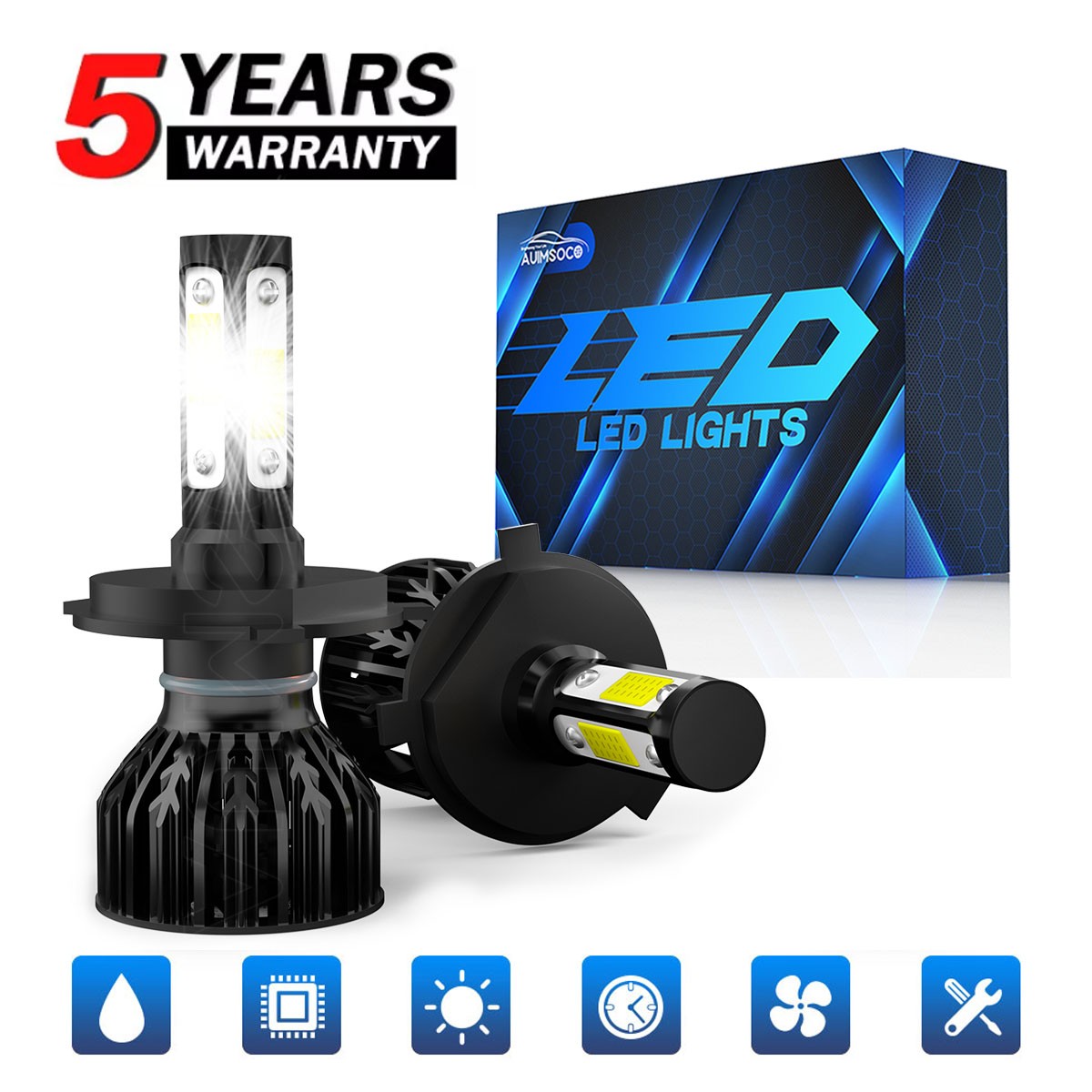Headlights For Yamaha YZF R1 2001 2002 2003 R6 1999-2002 100W 6000K LED H4 9003
