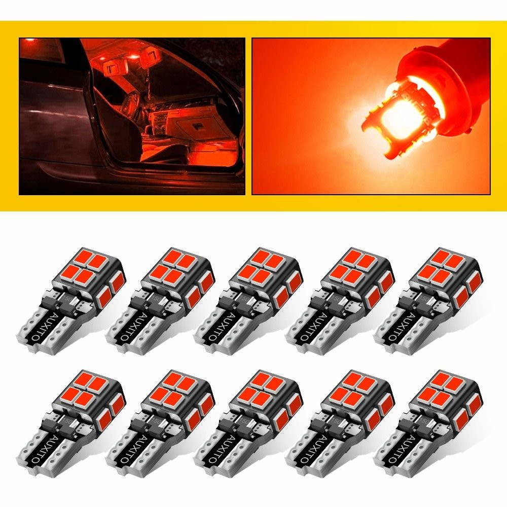 AUXITO Red LED T10 194 168 W5W License Plate Inside Parking Light Trunk Light F