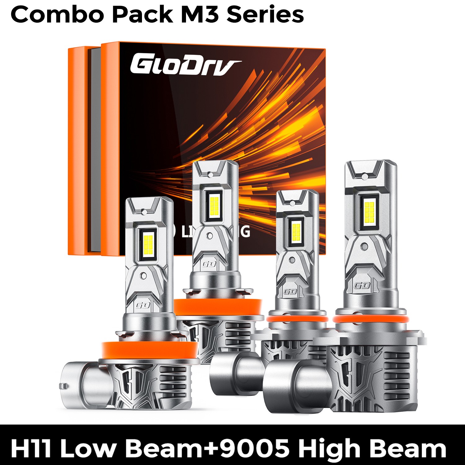 9005 H11 LED Headlight Kit Combo Bulbs 6000K High & Low Beam White 60W 16000LM