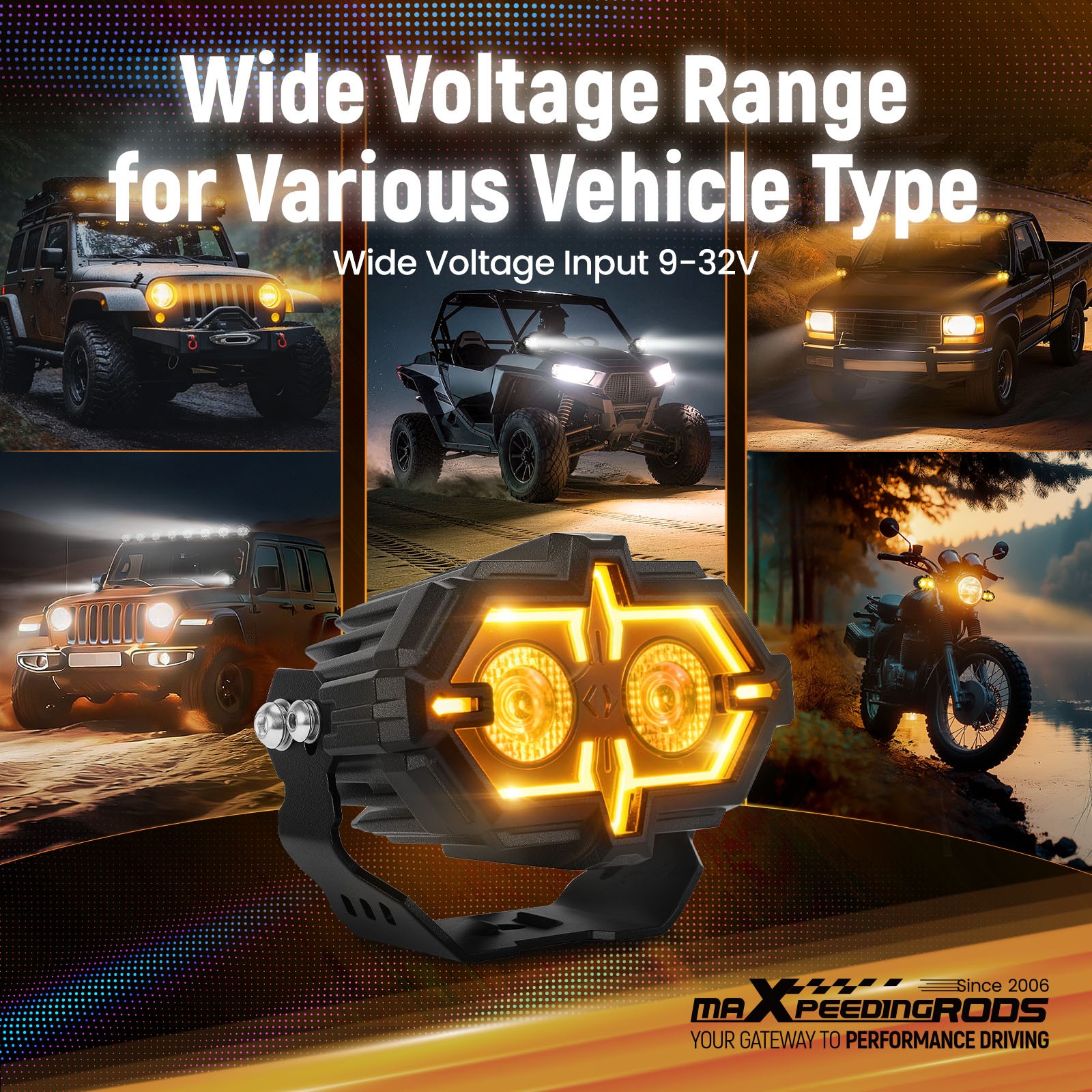 108W LED Driving Fog Light For Off-Road Trucks ATVs Rectangular IP68 Waterproof