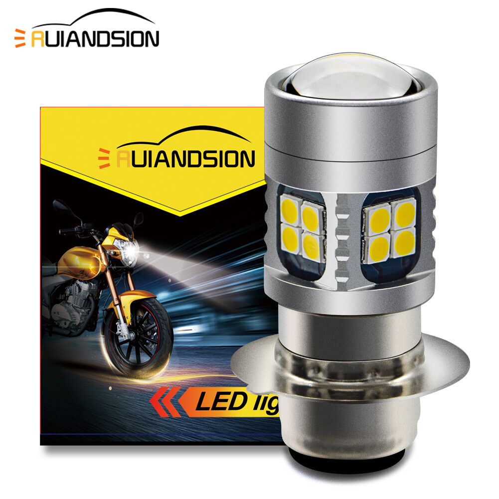 1PC H6M P15D-1 LED Motorcycle Headlight Bulbs ATV Lemon Yellow DC 6V 12V 24V
