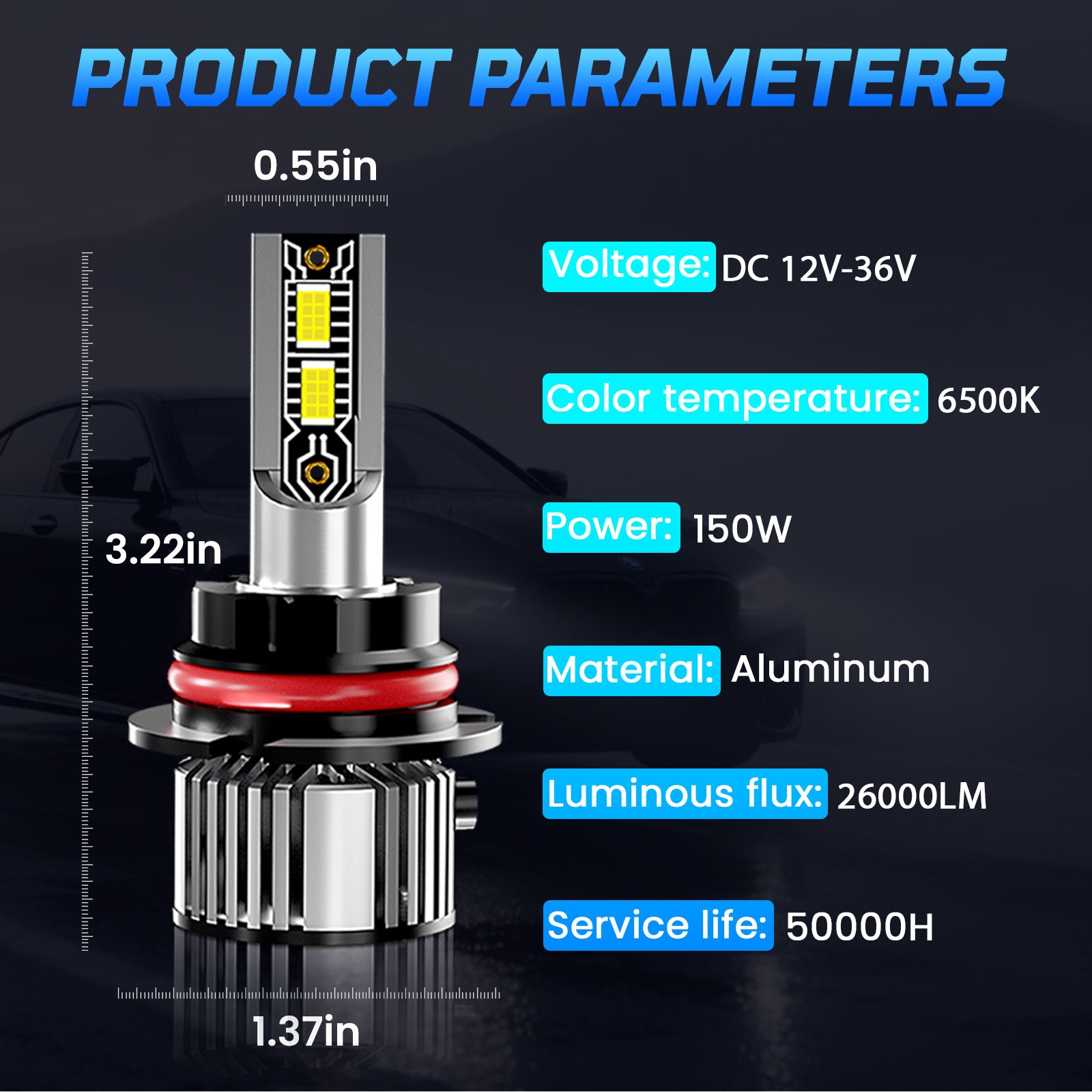 For Ford Ranger 1993-2011 2x LED Headlight Kit Hi-Lo Beam Bulbs 72000LM 6500K