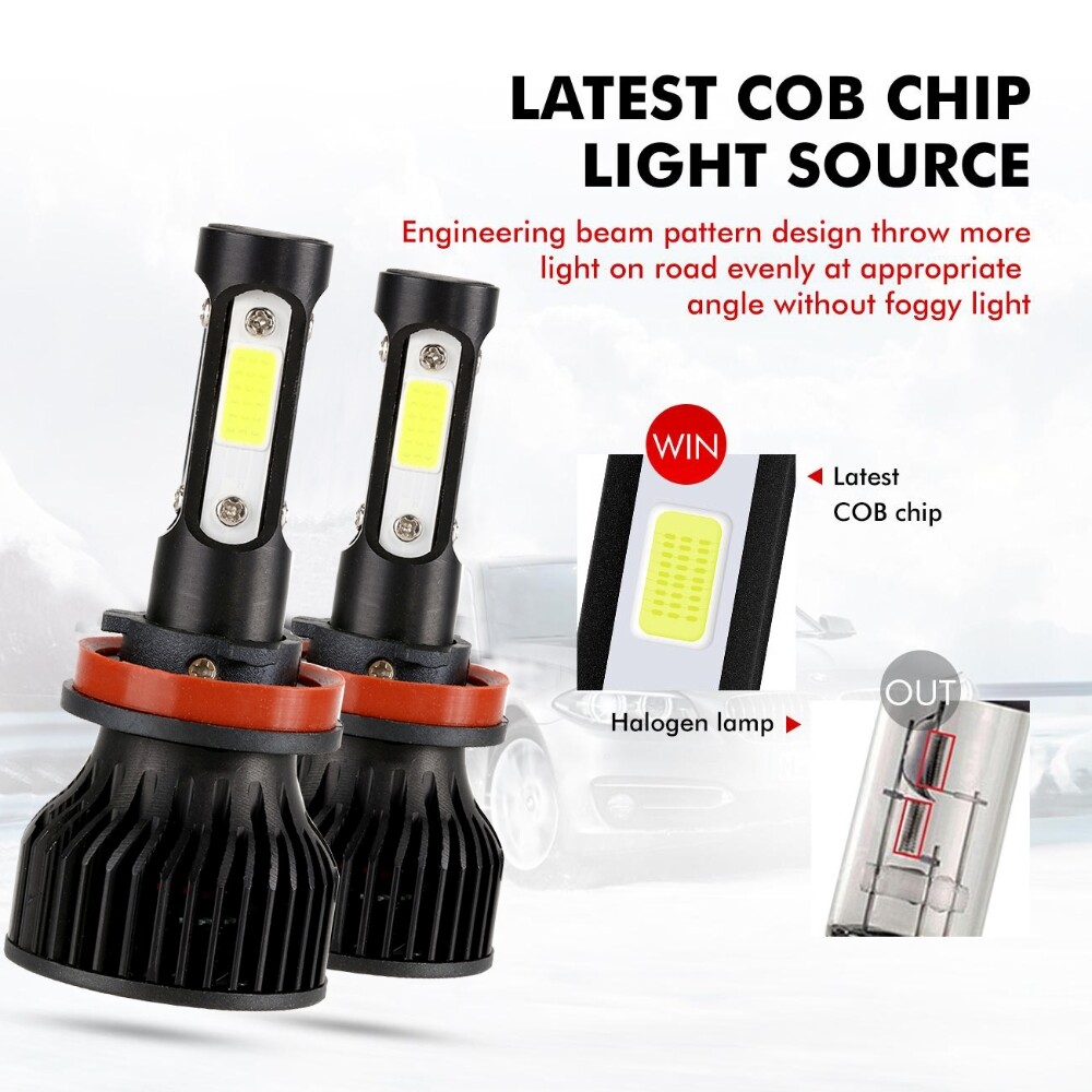 4/6 sides H11 LED Headlight Bulbs Kit Low Beam Super Bright White 6500K 420000LM