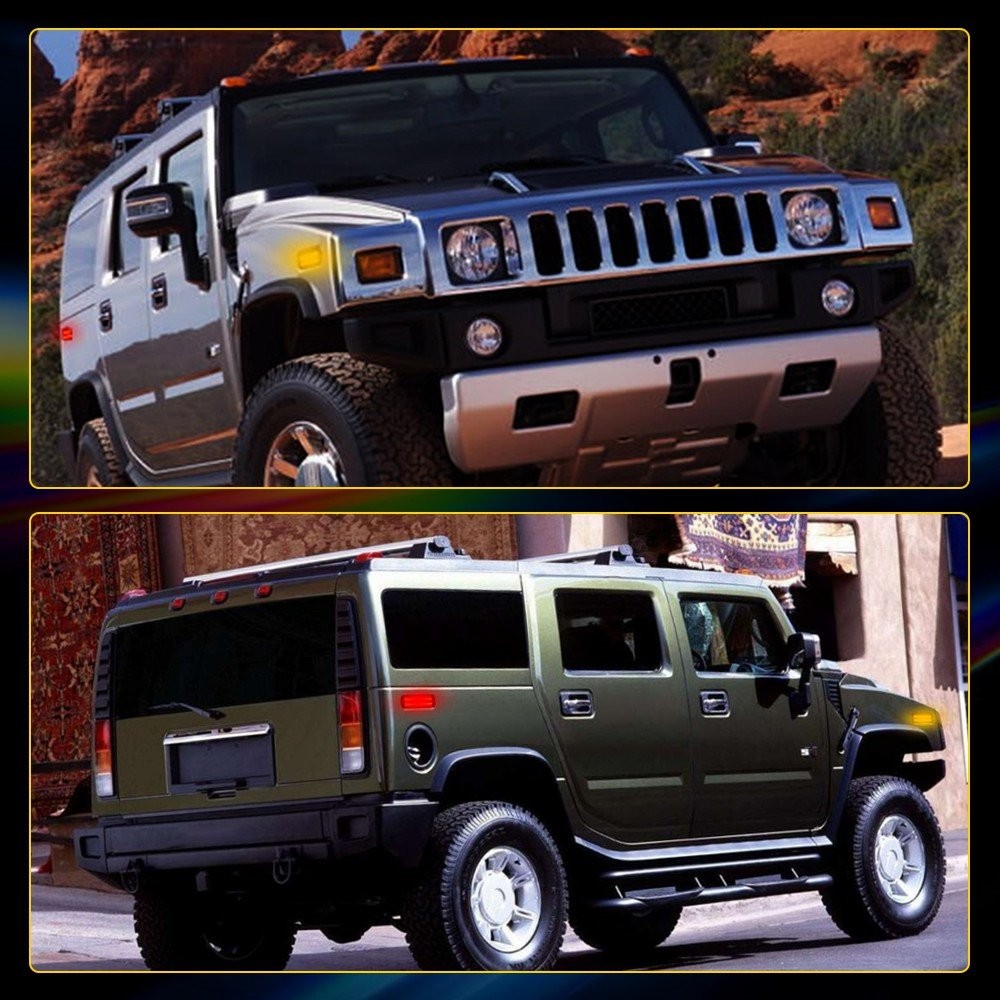 Beads 2-Row F&R Amber Red Marker Side Lights LED 2003-2009 For 4XS Hummer H2