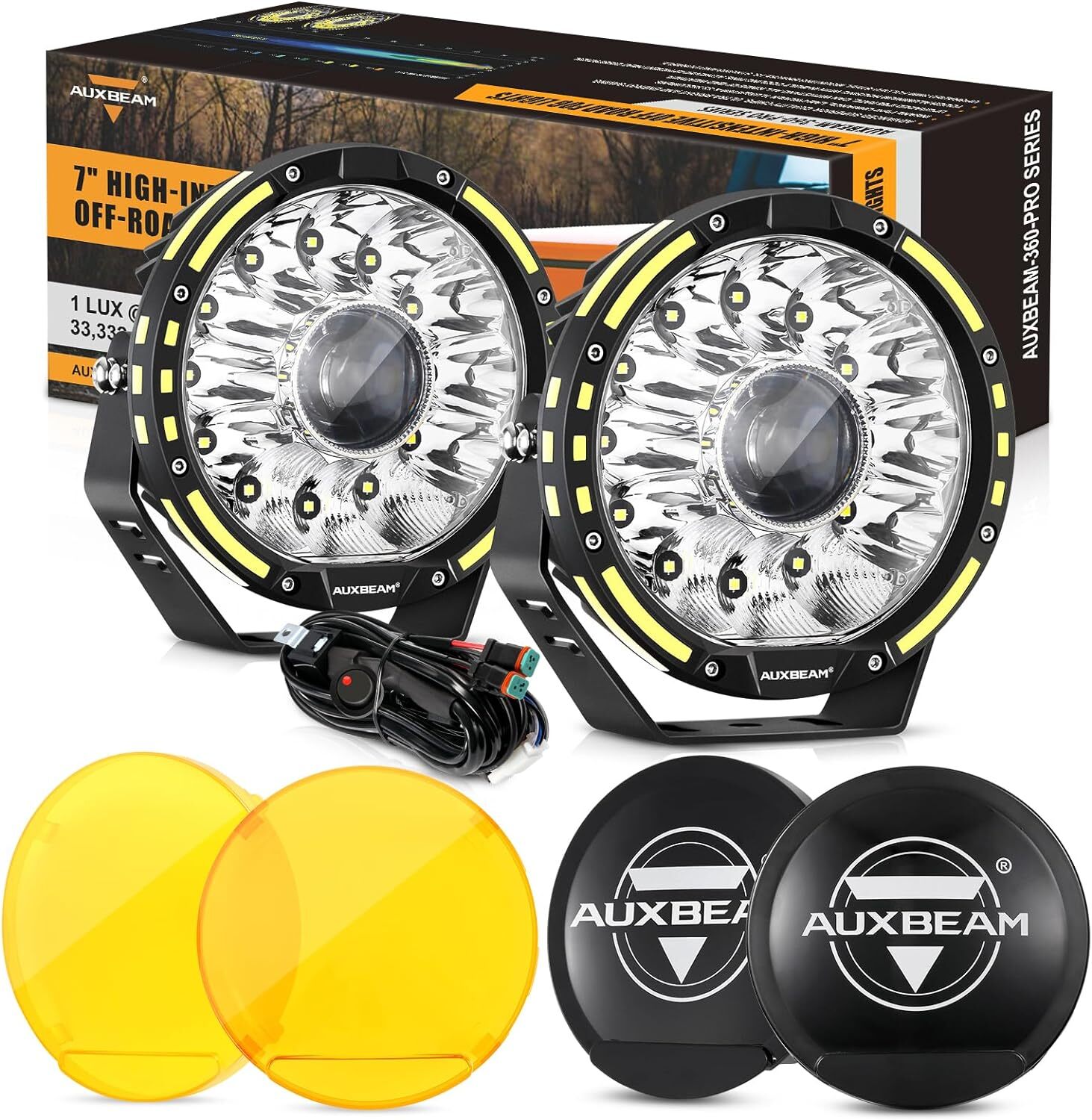 AUXBEAM 7 inch 360-PRO LED Work Light Bar Fog Lamp Pods Offroad Driving or Cover