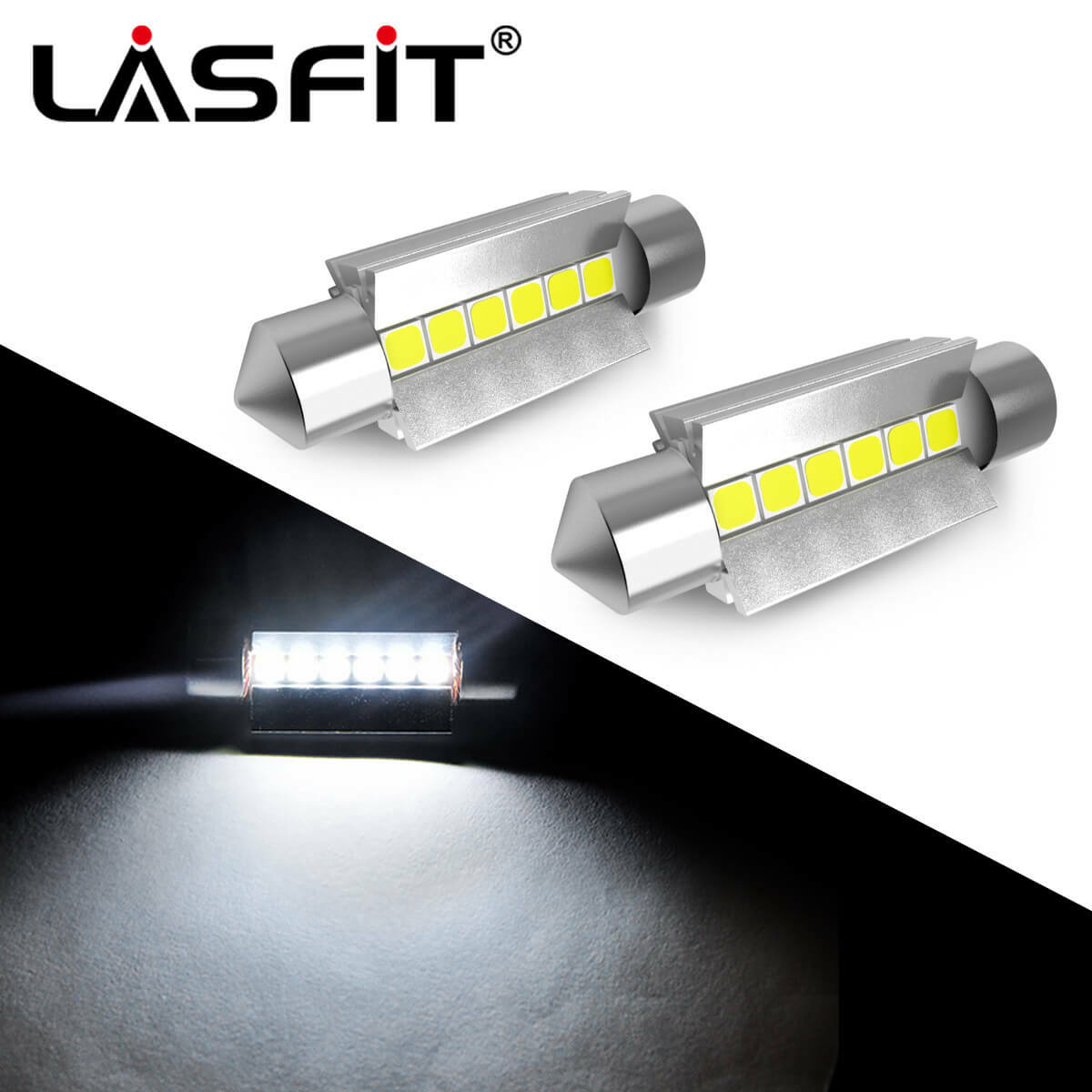 2PCS 39mm DE3425 6SMD Canbus Festoon LED Car Interior Dome Light Bulbs 12V White
