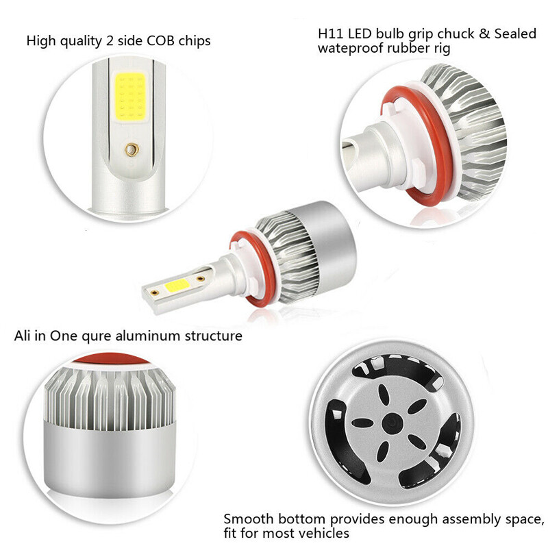 For GMC Acadia 2007-2012 2Pcs 6000K 100W H11 LED Headlight Bulbs Low Beam