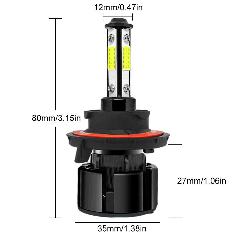 H13 9008 LED Headlight Bulbs Kit High Low Beam 6500K Super Bright White 720000LM