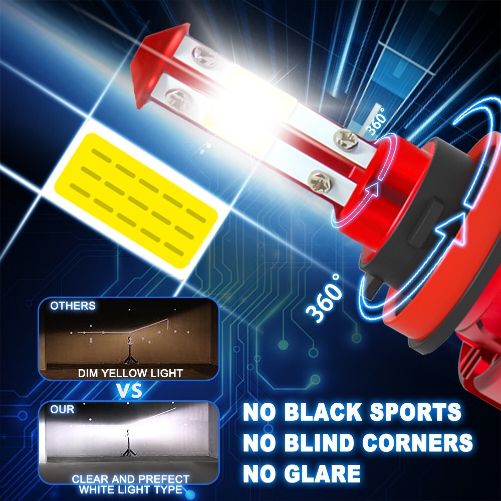 20x 4SIDE H11 H8 H9 LED Headlight Fog Lights Kit Bulbs 6000K High/Low Beam Lamp