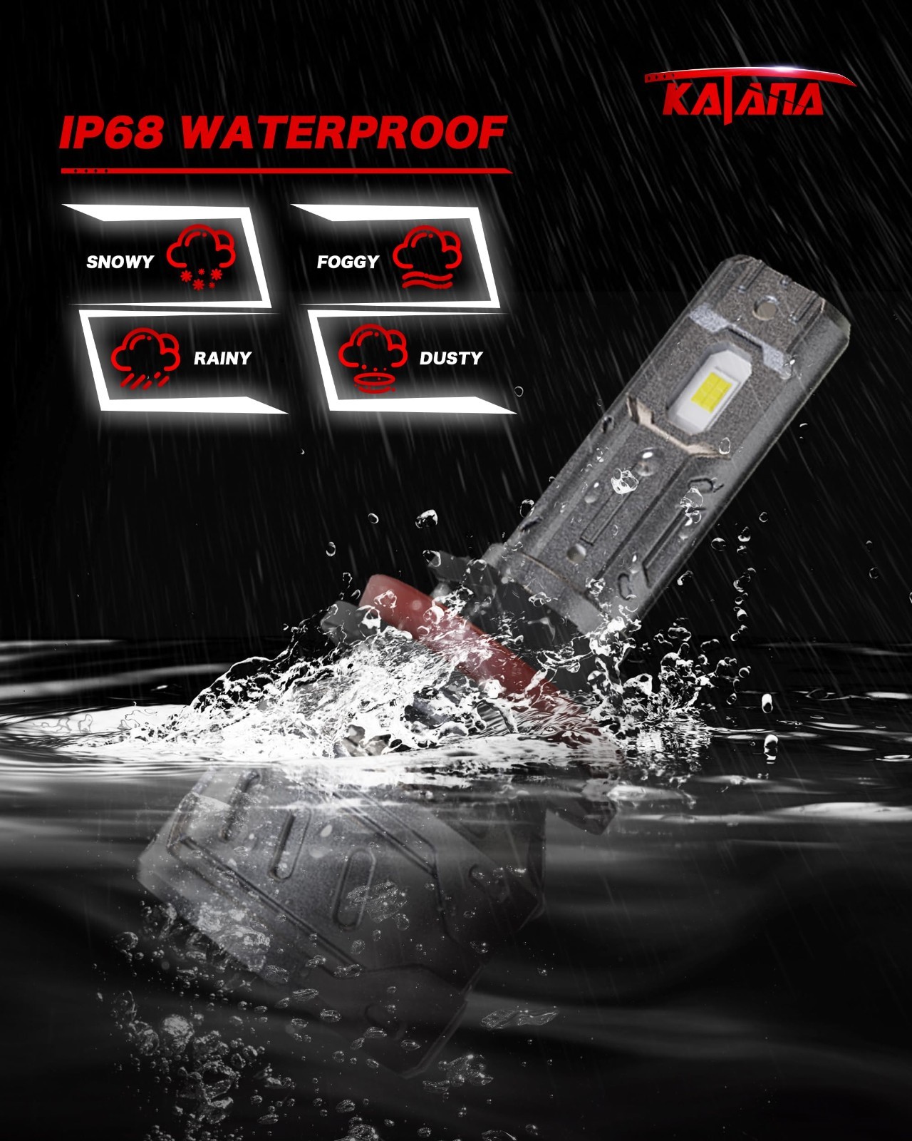 KATANA 9005 H11 Bulbs Combo, 800% Brightness 6500K White Plug and Play 1:1 Size