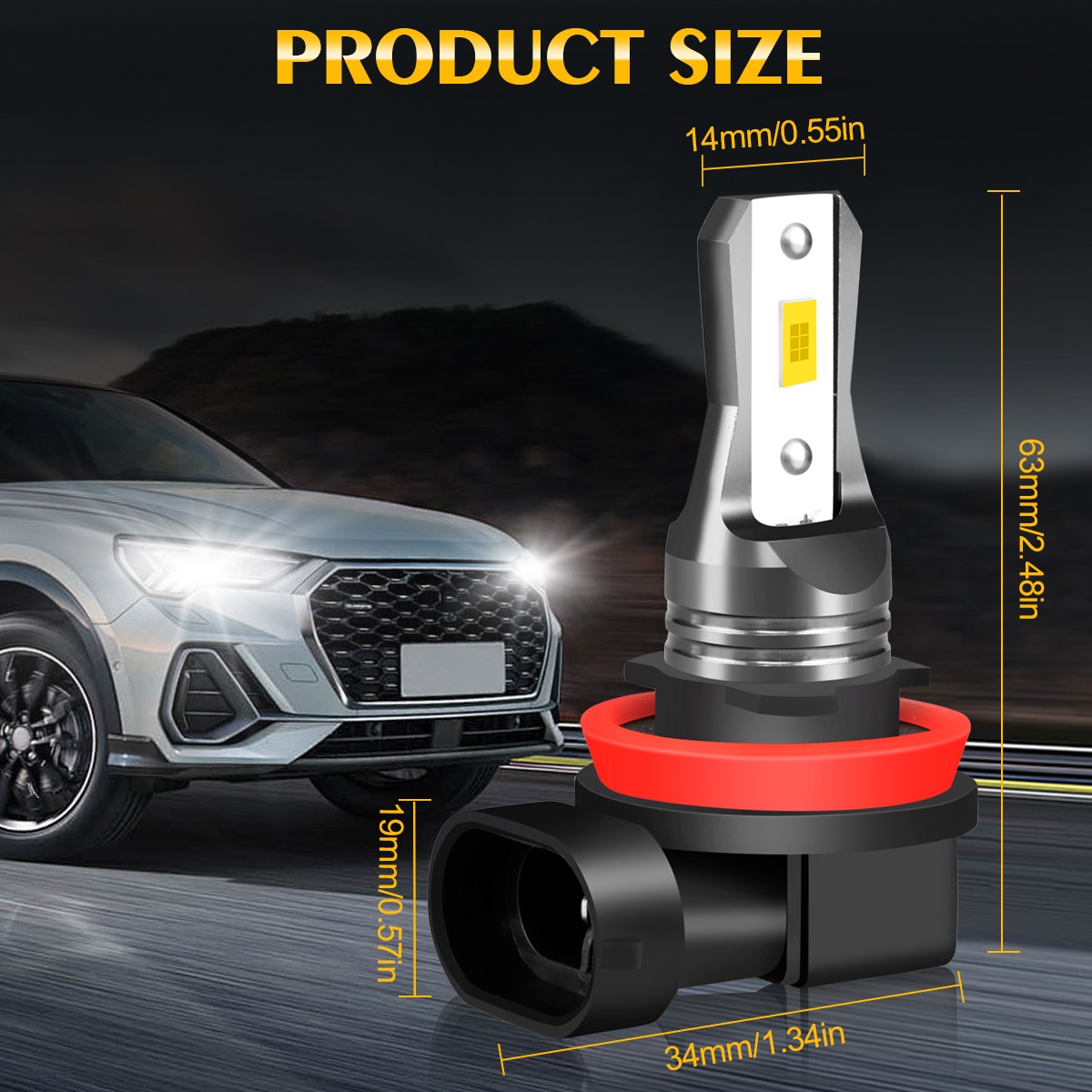 Bright H11 LED Headlight Bulbs White Low Beam Conversion Kit 8000LM 40W CSP NEW