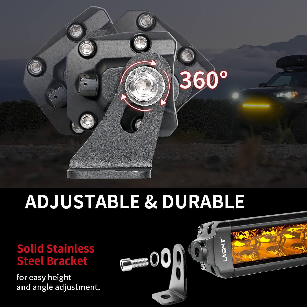 12″ 22″ 32″ 42″ 52″ inch Off-Road LED Light Bar Spot Flood Combo Amber / White