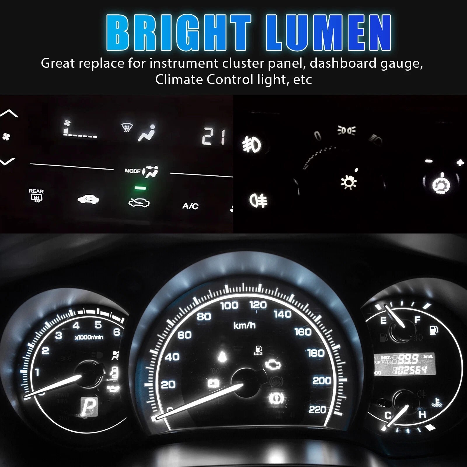 20x 12V DC White T4.2 LED Dash Bulbs for Panel Switch Climate Control Lighting