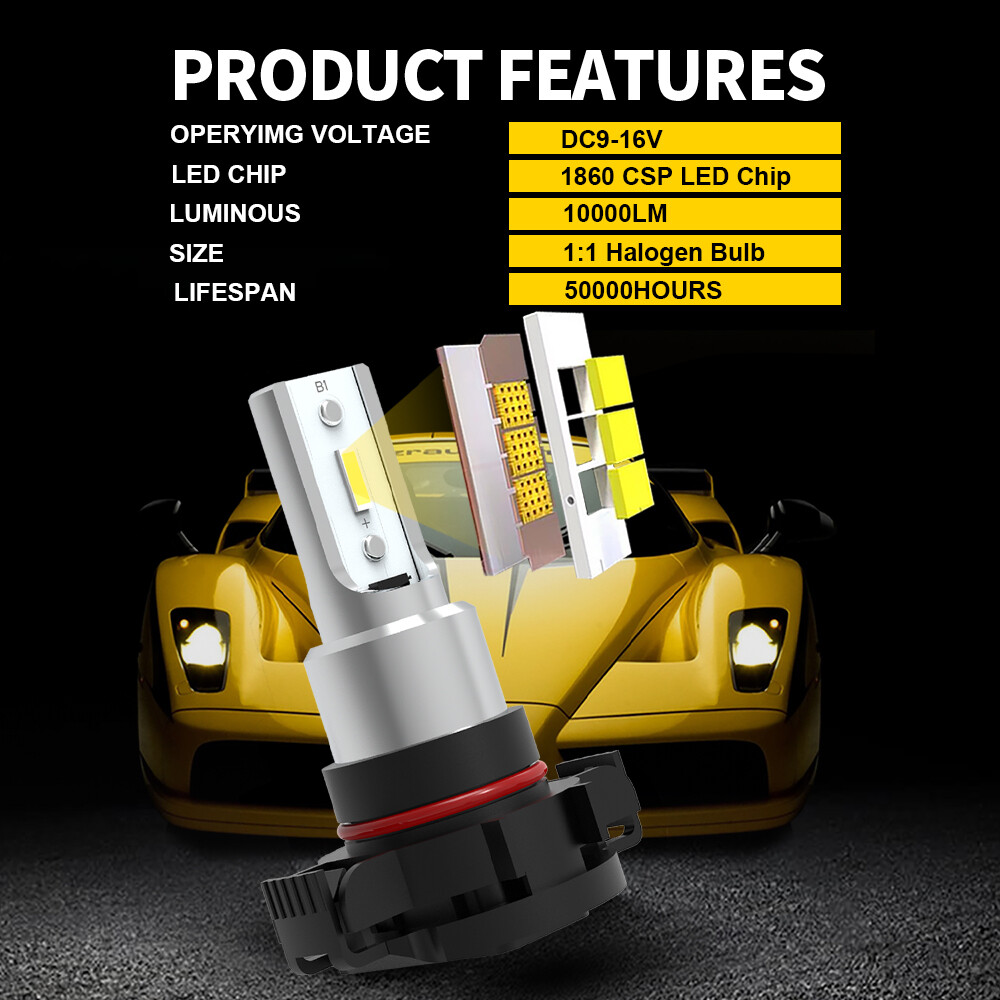 2PCS 2504 PSX24W DRL LED Fog Light Bulb 6000K CANBUS Error Free 10000LM White