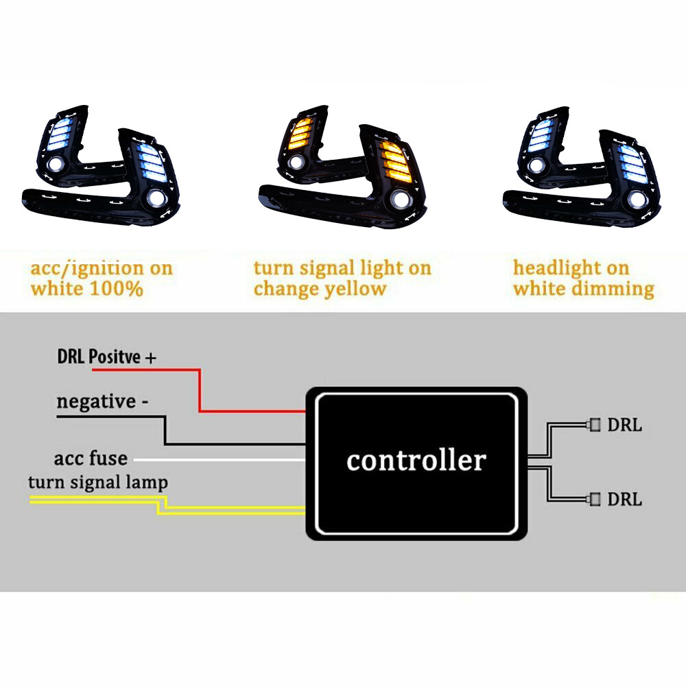Fit 2016-2018 Hyundai Elantra LED Daytime Running DRL Lamp Turn Signal Fog Light