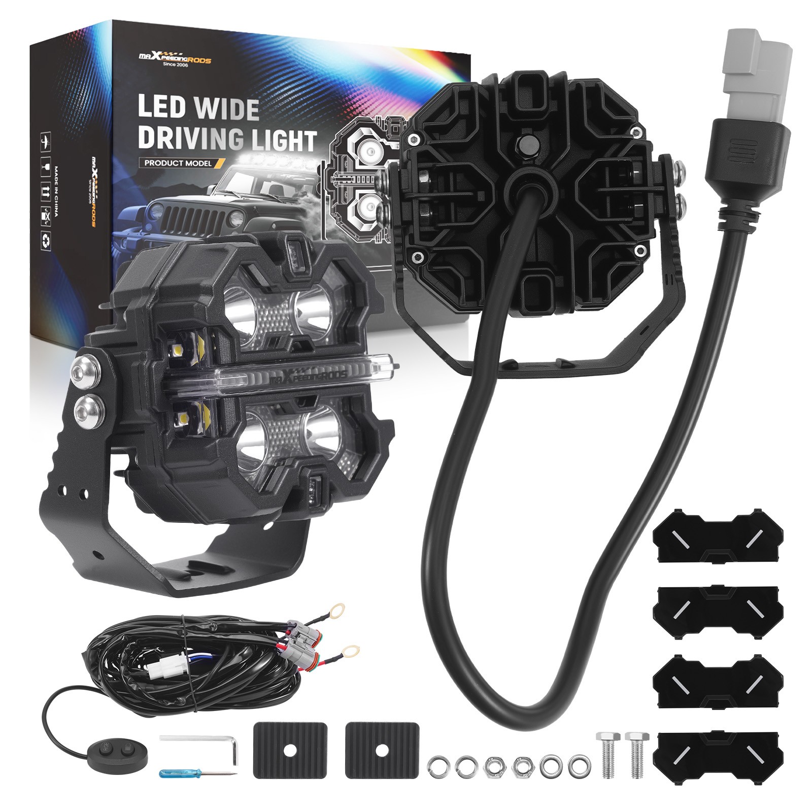 160W LED Light Pods 3.5″ White Amber DRL Spot Flood Combo Off Road Driving Light