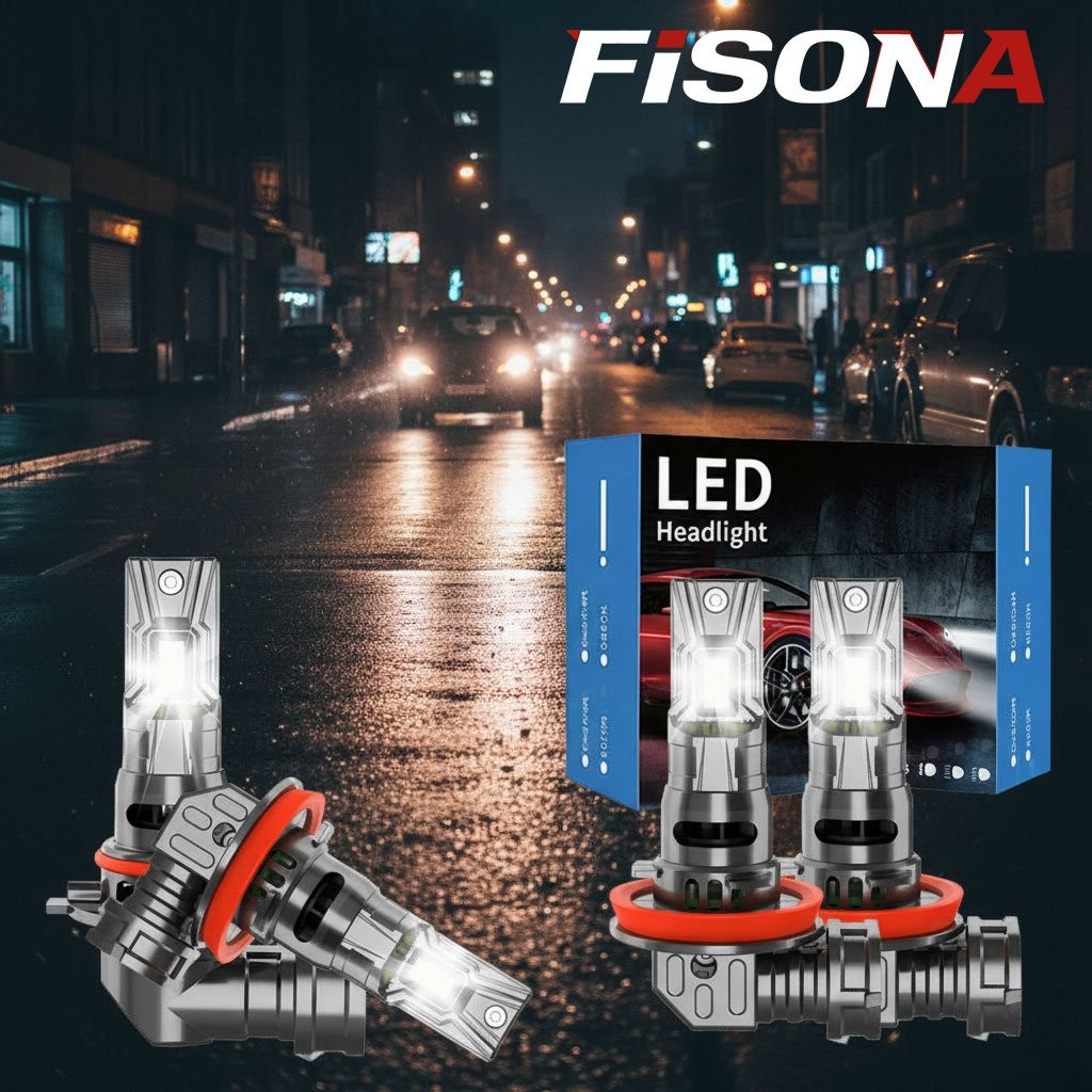 FISONA H11 9005 LED Headlights Bulb High Low Beam Light 100W Super Bright Canbus