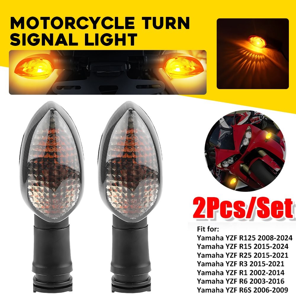 Front/Rear Turn Signal Indicator Light Smoked Lens For Yamaha YZF R125 R15 R6