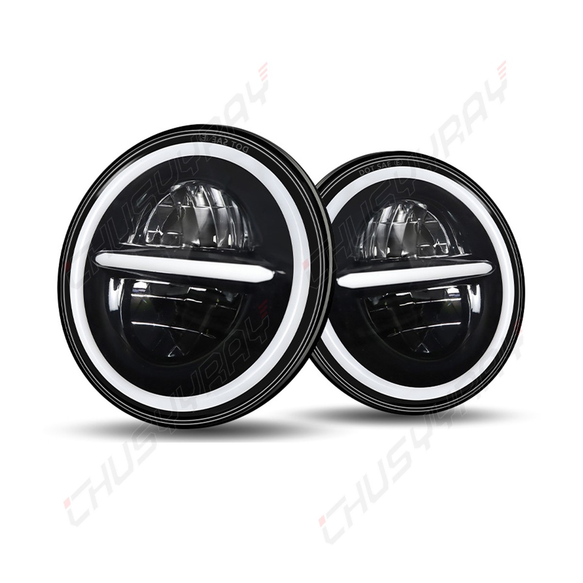Fit Ford Mustang 1965-1978 Pair 7″ Round LED Headlights Hi/Lo Beam DOT Approved