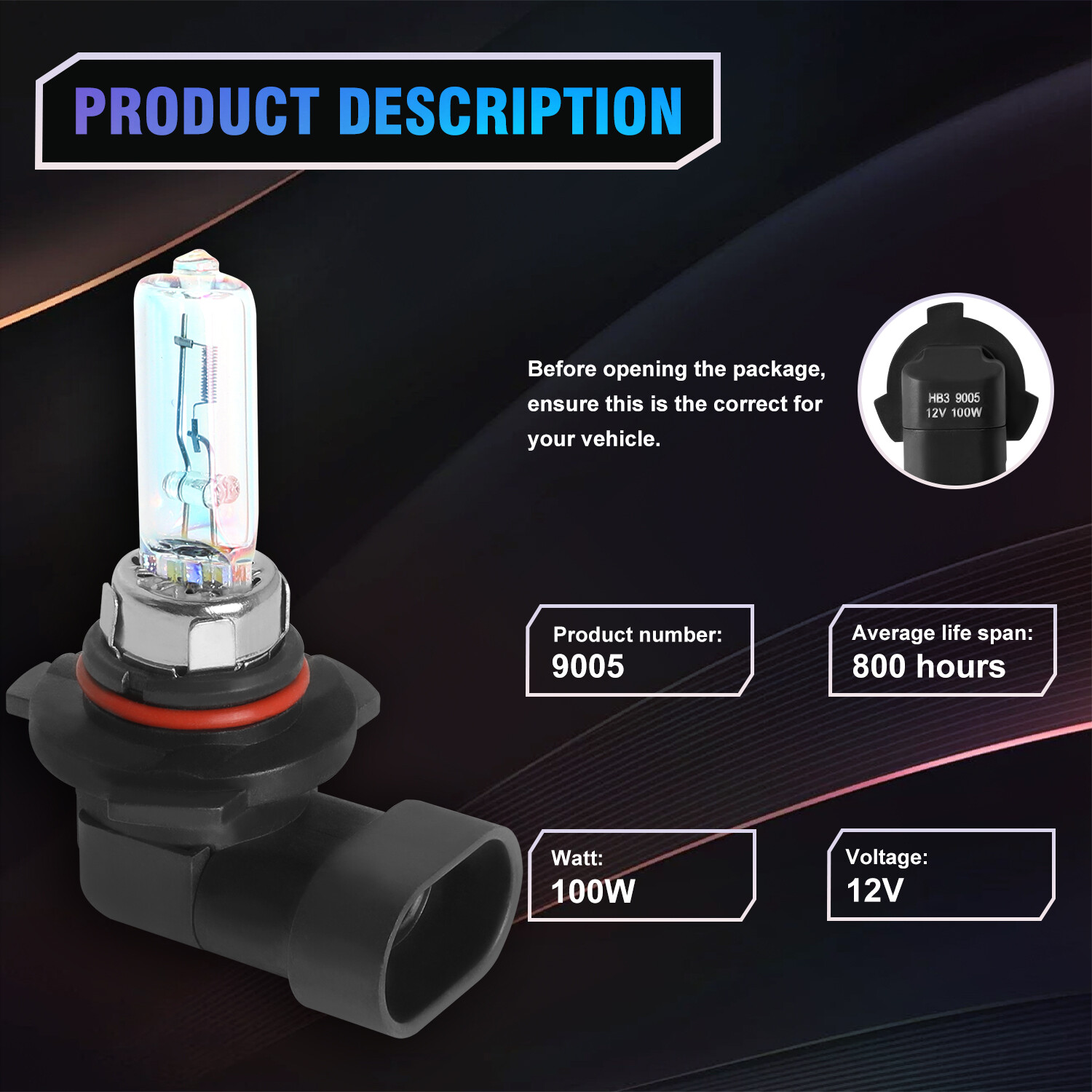 9005+9006 Headlight Halogen High Low Beam Bulb 4200K Warm White Replacement Kit