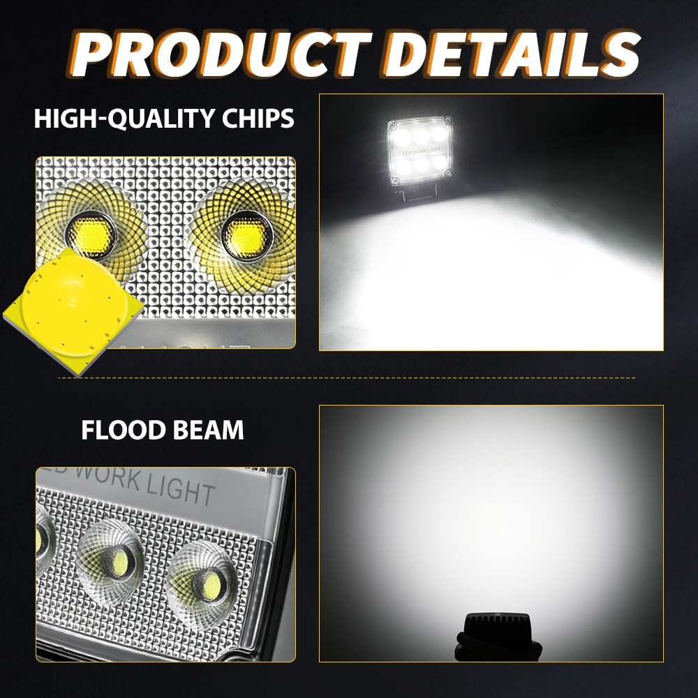 2pcs 4″Inch LED Work Flood Light fit Truck Tractor Forklift Loader Dustproof 12V