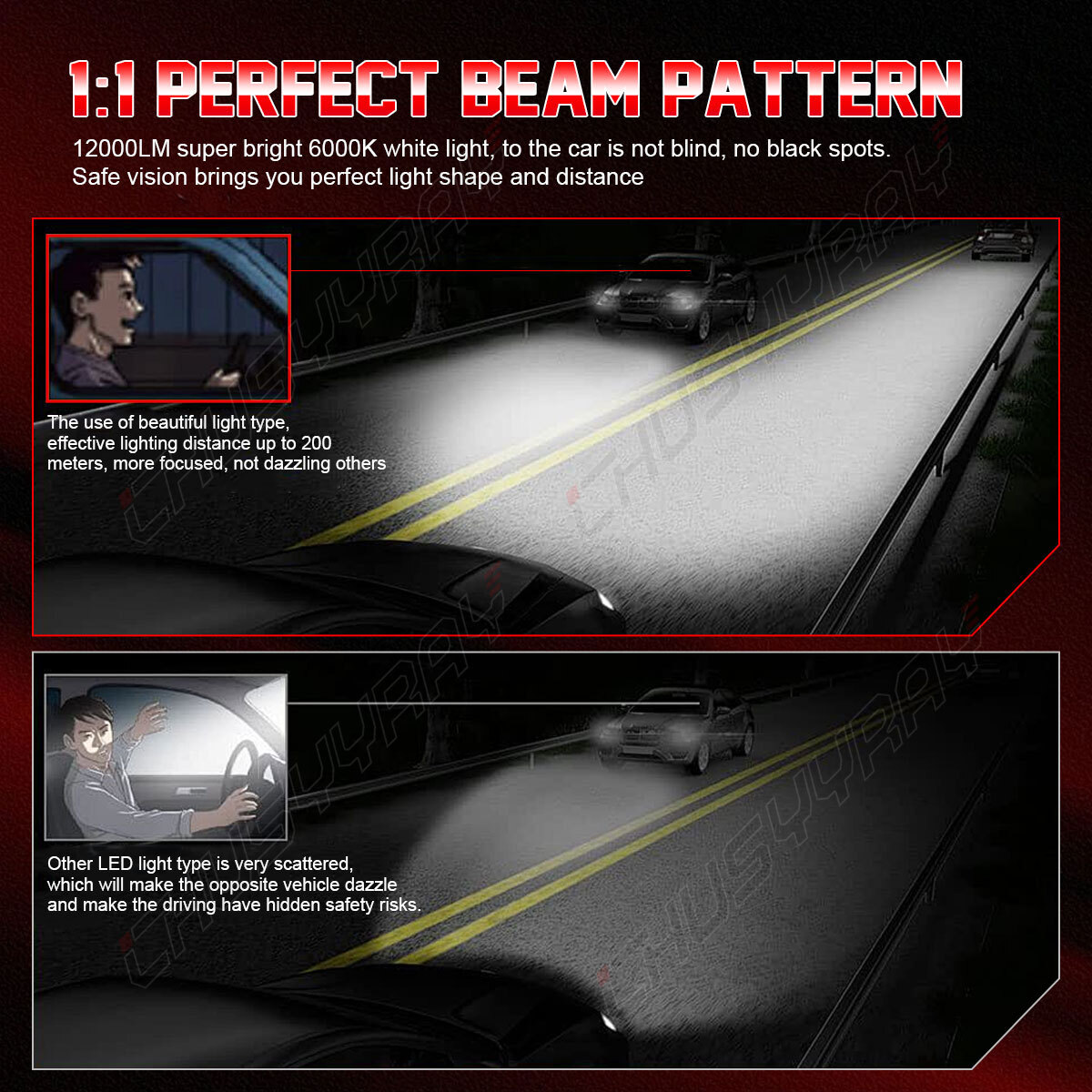 FOR Chevy Impala 2006-2013 Combo 6X 6000K LED Headlights Hi Lo + Fog Light Bulbs
