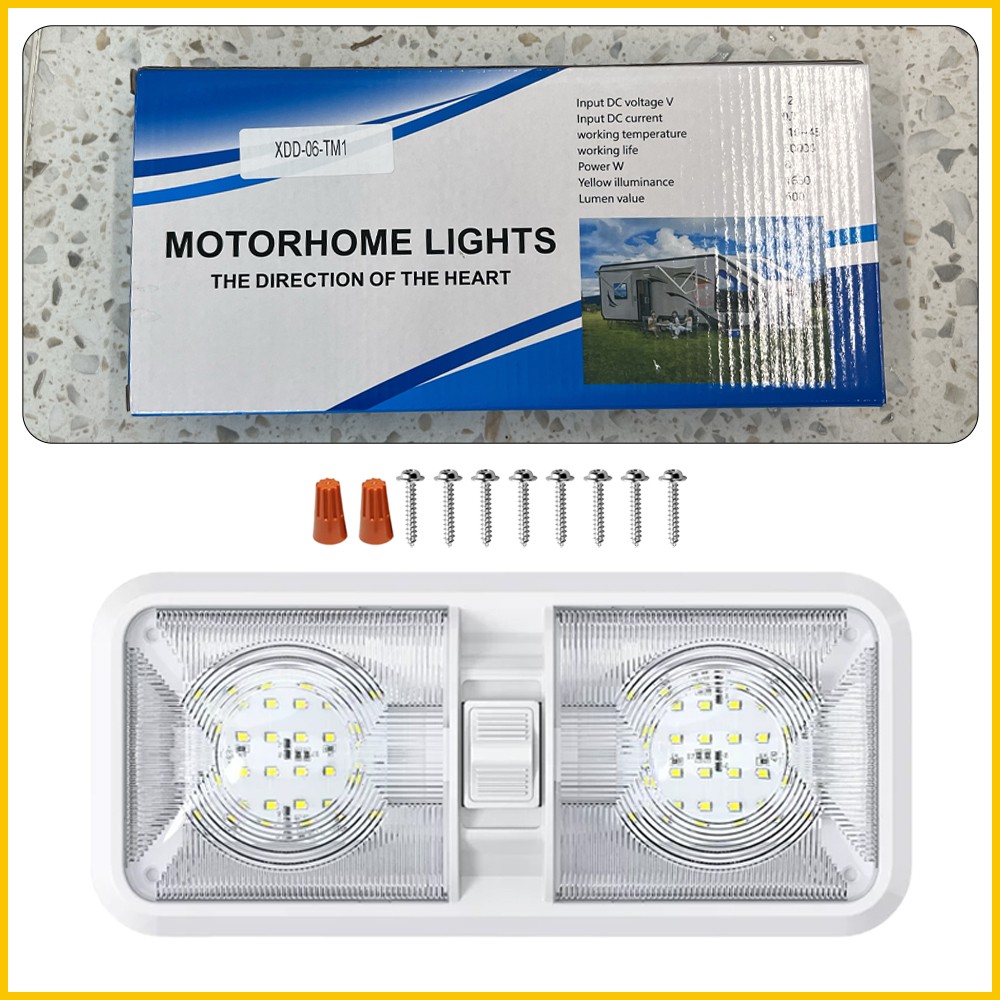 12V 48 LEDs RV Ceiling Dome Light RV Interior Lighting for Trailer Camper 600LM