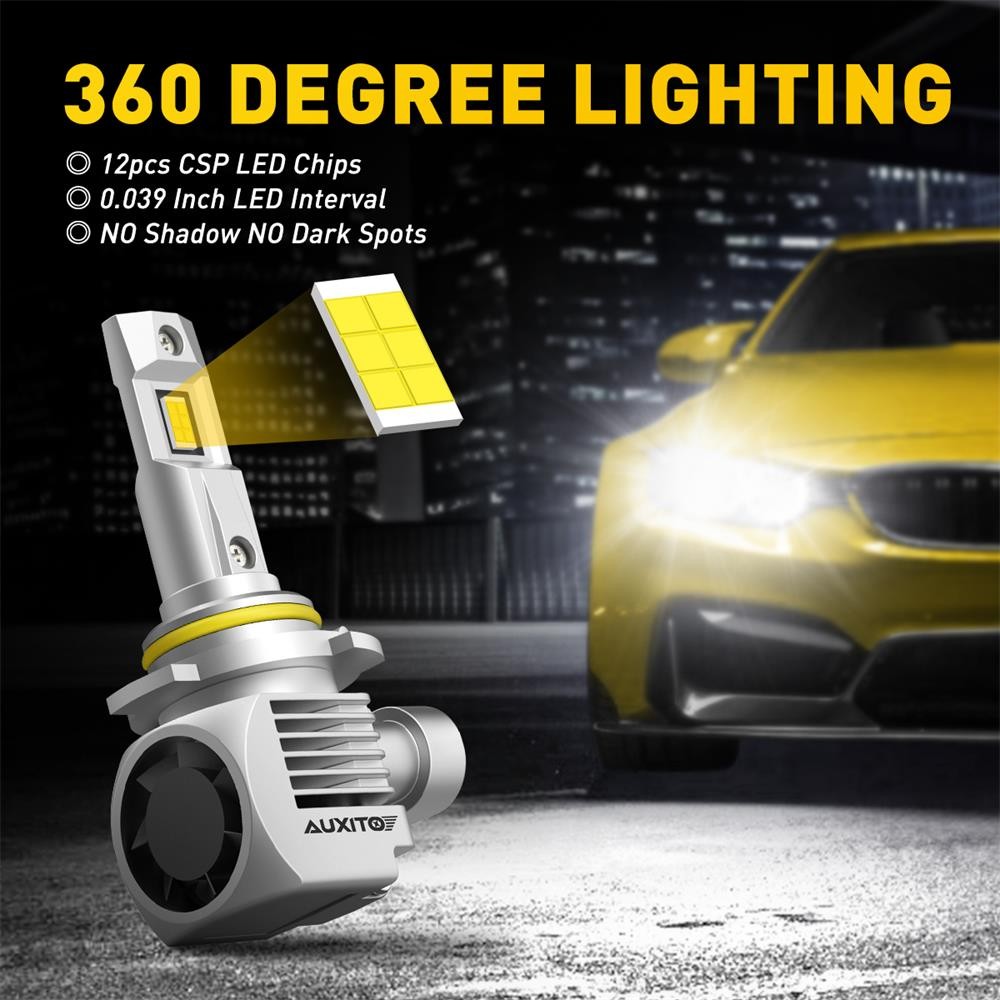 2PCS AUXITO 9006 HB4 Bulb LED Headlight Conversion Kit Super White High Low Beam