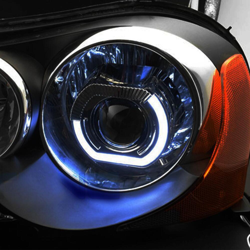 2x LED Angel Eyes Silver Black Shrouds Xenon LED Projector Lens Headlight DRL US