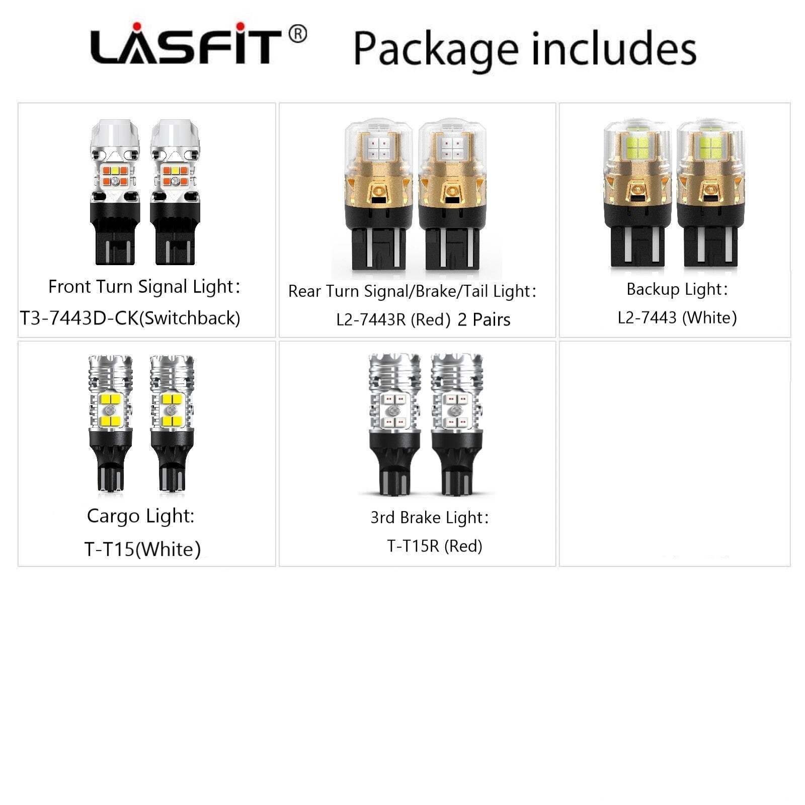 LASFIT T15 921 7443 Led Backup Front Turn Signal Light Bulb for Ram 1500 2025