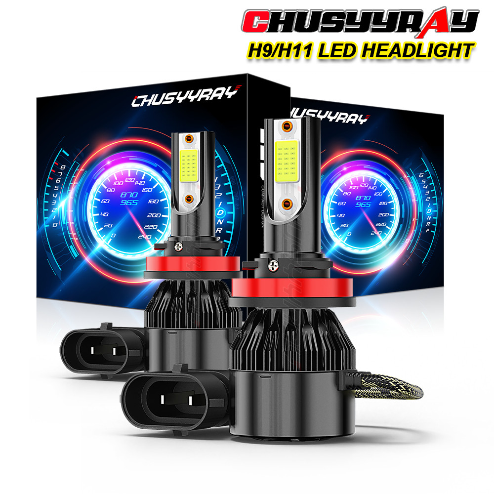 2pcs H9 H11 LED Headlights Bulbs 100W 12000LM Per Pair 500% Brighter 6000K White