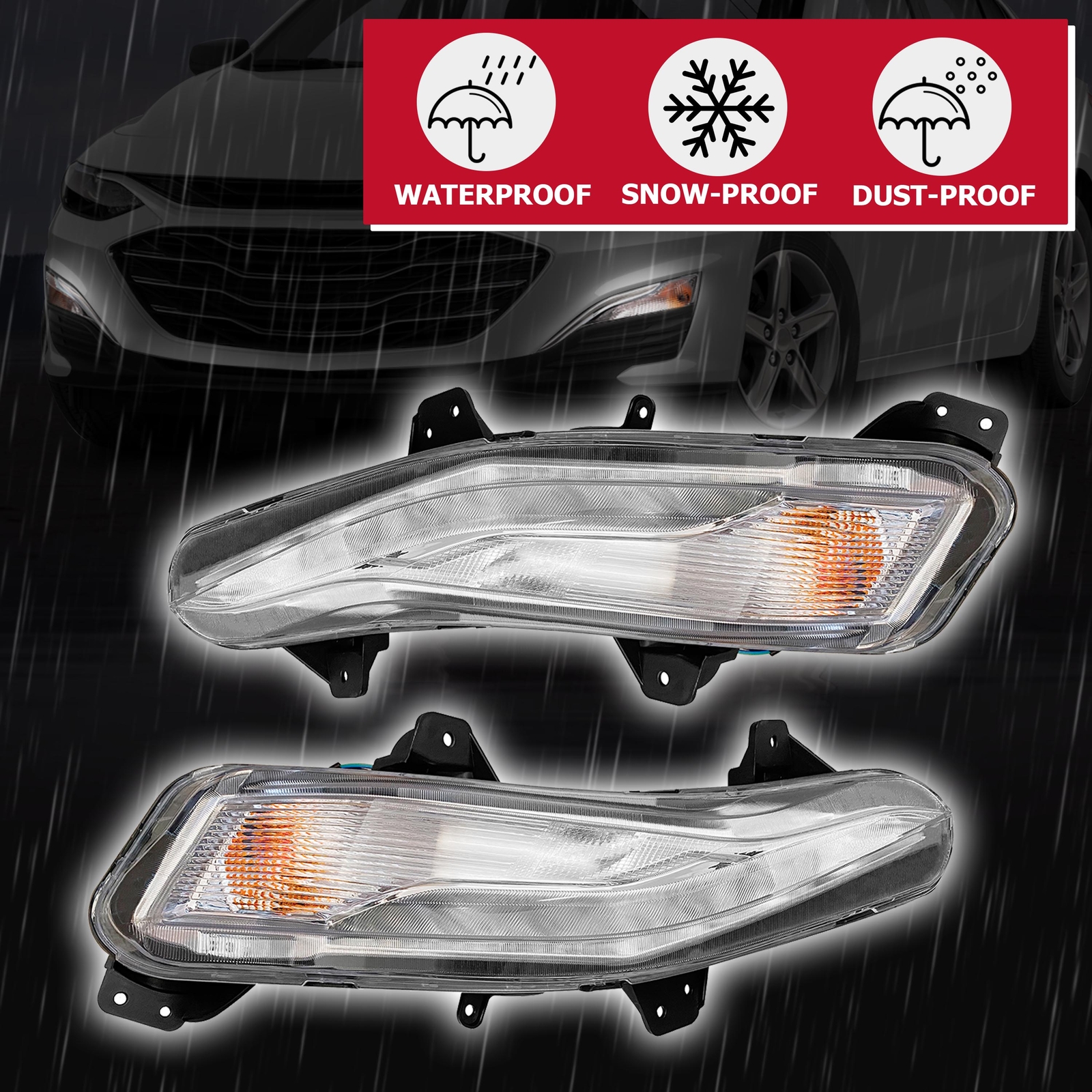 Fog Lights LED Pair Lamp Bar For 19-23 Chevrolet Chevy Malibu LT Turn Signal LED