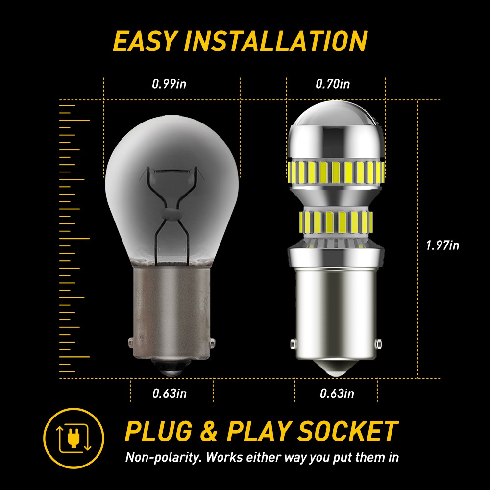 2-20 LED Reverse Parking Daytime Running Light Bulb White 6000K 1156 4014SMD 54H