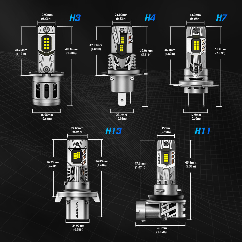 NOVSIGHT 9004 9005 9006 9007 H4 H11 H13 LED Headlight Bulbs 1:1 Replace Halogen